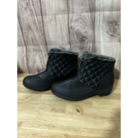 Weatherproof Womens Boots, Style Grace, Sz 8.5, Black w/Fur Trim - Picture 5 of 11